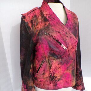 Zadig and Voltaire Loon Spi Boulson Cuir Leather Biker Jacket Womens SZ M